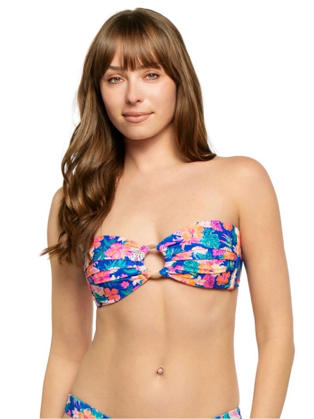 kulani kinis strapless bandeau bikini top electric palms - size large